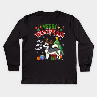 Husky Merry Woofmas Awesome Christmas Kids Long Sleeve T-Shirt